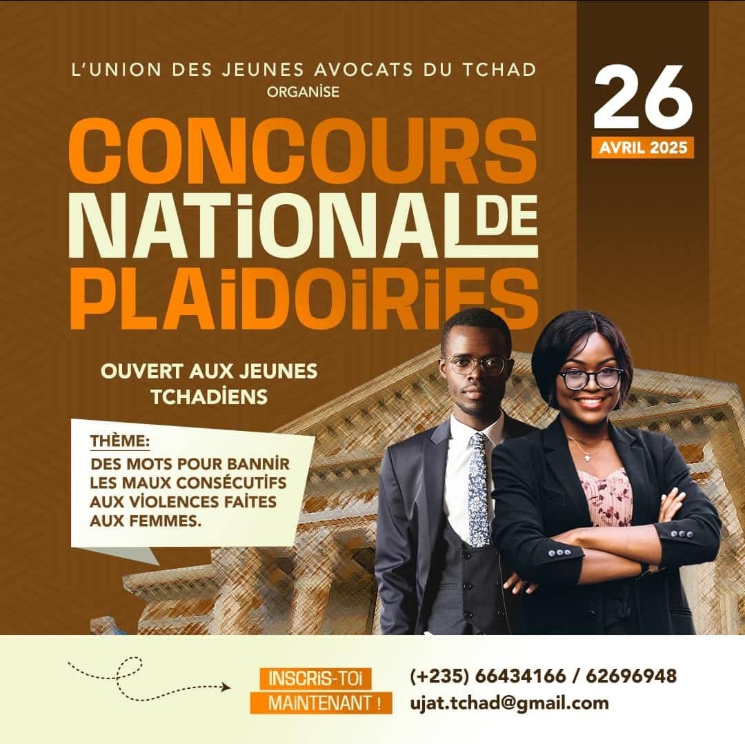 Affiche du Concours National de Plaidoiries organisé par l’Union des Jeunes Avocats du Tchad (UJAT)