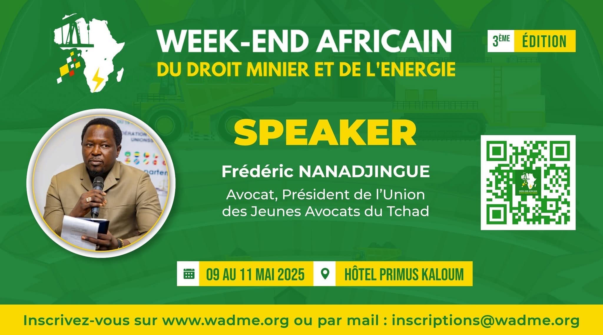 Affiche de la 3ème édition du Week-end Africain du Droit Minier et de l’Énergie, avec Me Frédéric NANADJINGUE en intervenant
